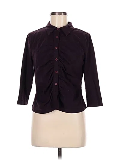Pre-owned Eshakti 3/4 Sleeve Button Down Shirt In Burgundy