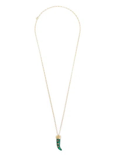 Eshvi Malachite Fang Necklace In ゴールドトーン