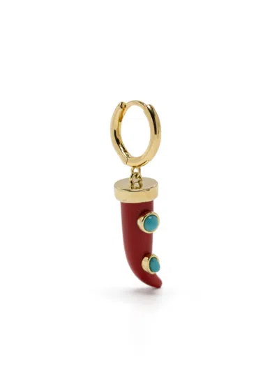 Eshvi Single Fang Charm Earring In 红色