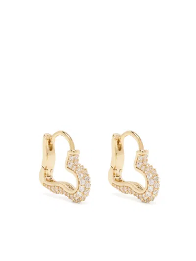 Eshvi Crystals Heart Earrings In 金色