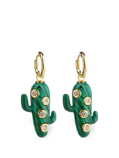 Eshvi Cactus Drop Earrings In Green