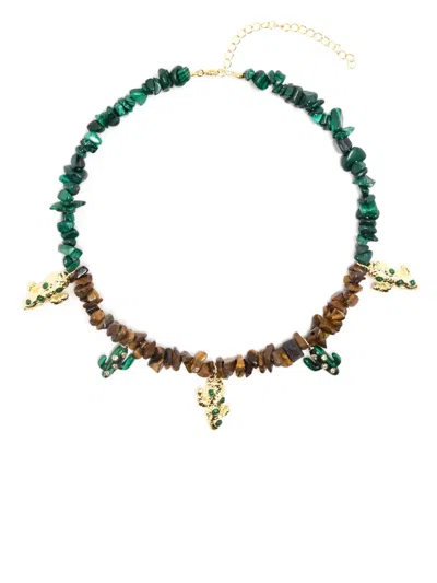 Eshvi Cactus-pendant Malachite Necklace In Brown