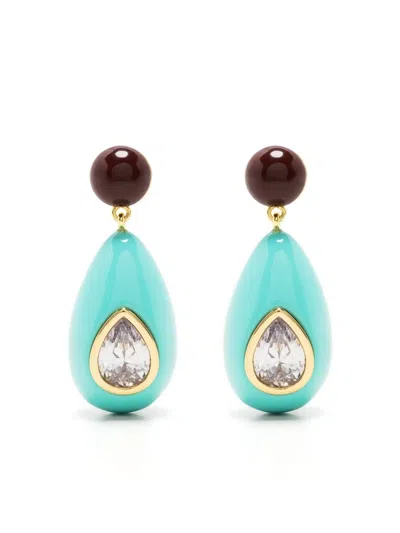Eshvi Crystal Enamel Drop Earrings In Blue