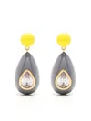 Eshvi Crystal Enamel Drop Earrings In Grey