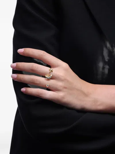 Eshvi Crystal-embellished Double Ring In Gold
