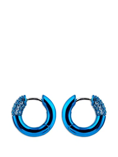 Eshvi Crystal-embellished Hoop Earrings In Blue