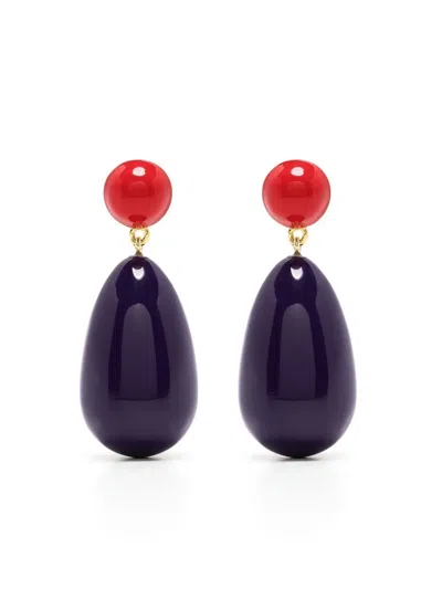 Eshvi Drop-design Earrings In Purple