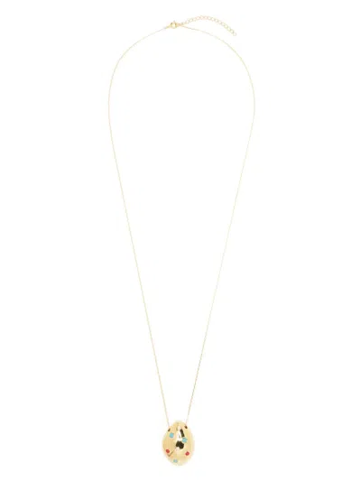 Eshvi Drop Shape Stones Necklace In Gold