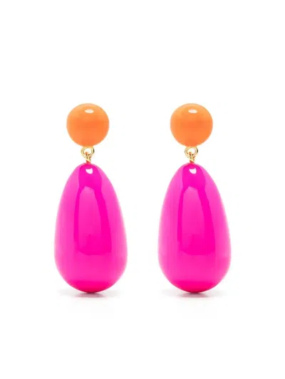 Eshvi Enamel Drop Earrings In Pink