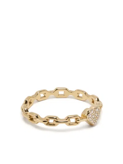 Eshvi Golden Heart Link Ring In 金色