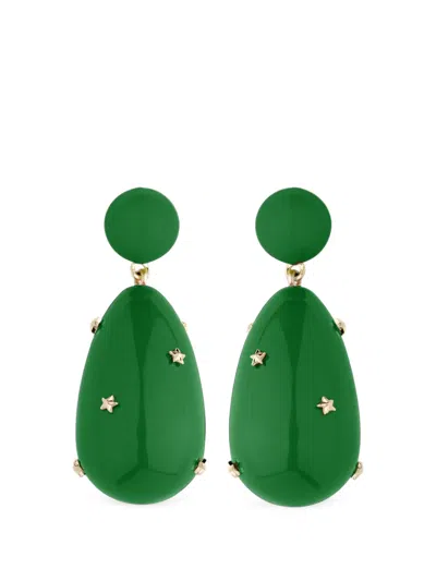 Eshvi Large Galaxy Drop Earrings In Green