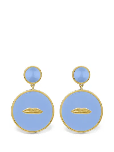 Eshvi Lip-motif Drop Earrings In Blue