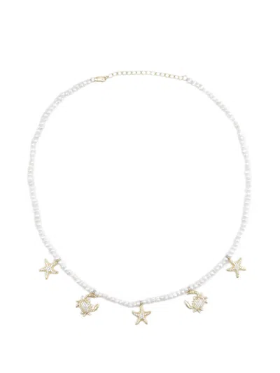 Eshvi Lunar Tide Pearl Necklace In White