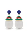 Eshvi Mini Striped Drop Earrings In ホワイト