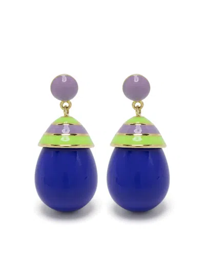 Eshvi Mini Striped Drop Earrings In パープル