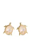 Eshvi Mop Turtle Stud Earrings In Multi