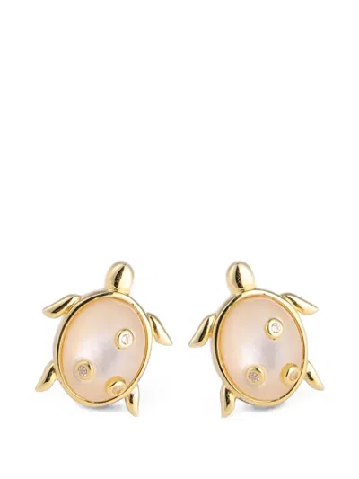 Eshvi Mop Turtle Stud Earrings In Multi