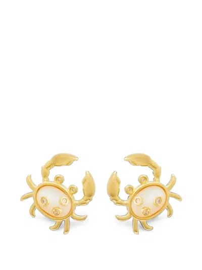 Eshvi Mother-of-pearl Crab Stud Earrings In Gold
