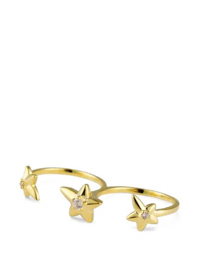 Eshvi Night Voyage Star-detail Double Ring In Gold