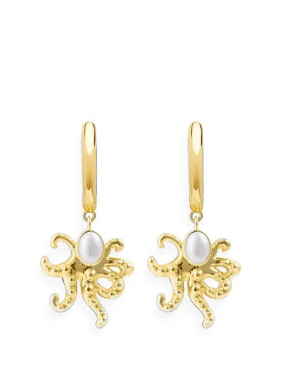 Eshvi Octopus-pendant Hoop Earrings In Gold