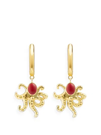 Eshvi Octopus-pendant Hoop Earrings In Gold