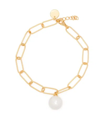 Eshvi Pearl Chain Bracelet In Gold