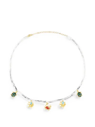 Eshvi Pearl Sea Animal Necklace In Metallic