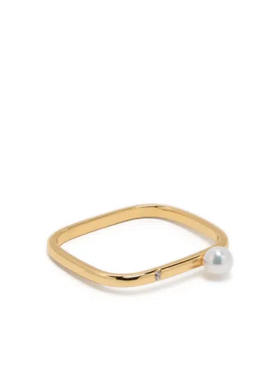 Eshvi Square Pearl Ring In Gold