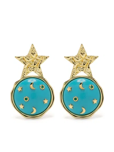 Eshvi Star Galaxy Earrings In Gold