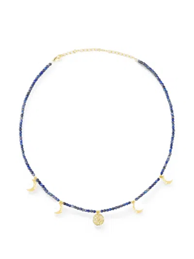 Eshvi Star Moon Charm Necklace In Blue