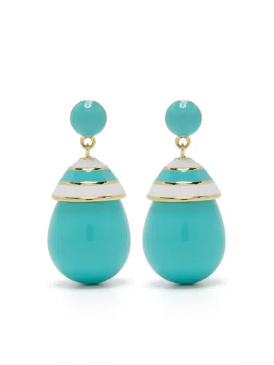 Eshvi Striped Drop Earrings In 蓝色