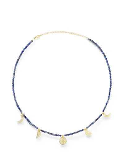 Eshvi Tidal Moon Necklace In Blue
