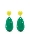 Eshvi Two-tone Drop Earrings In Green