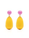 Eshvi Two-tone Tear Drop Earrings In Yellow