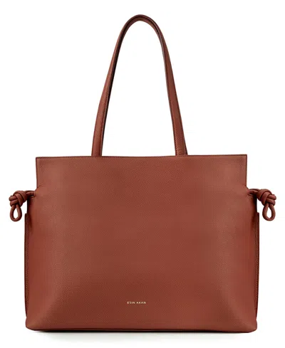 Esin Akan Emma Laptop Leather Large Tote Handbag In Brown