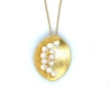 Esin Akan Leaf Mars Necklace, Sterling Silver With Gold Plate & Fresh Water Pearls In Gold