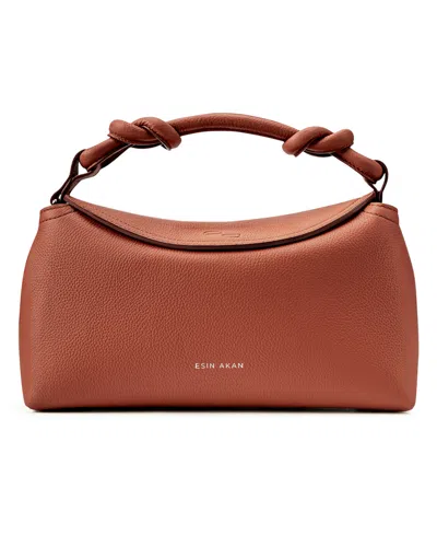 Esin Akan Sloane Medium Leather Crossbody Bag In Terracotta