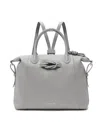 Esin Akan Wimbledon Large Leather Backpack Tote In Gray