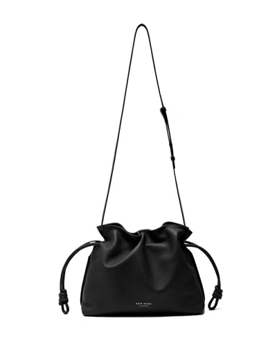 Esin Akan Wimbledon Midi Emma Leather Top Handle Crossbody Bag In Black