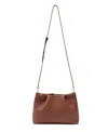 Esin Akan Wimbledon Midi Mayfair Leather Clutch Crossbody Bag In Tan