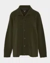 Eskandar 3/4 Width High-neck Cardigan (mid Length) In Green