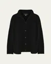Eskandar 3/4 Width High-neck Cardigan (mid Length) In Black