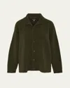 Eskandar 3/4 Width High-neck Cardigan (mid Length) In Green