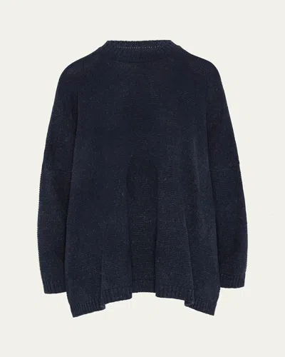 Eskandar 34 Width Round Neck Sweater (mid Plus) In Indigo