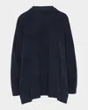 Eskandar 34 Width Round Neck Sweater (mid Plus) In Indigo