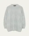 Eskandar 34 Width Round Neck Sweater (mid Plus Length) In Light Denim