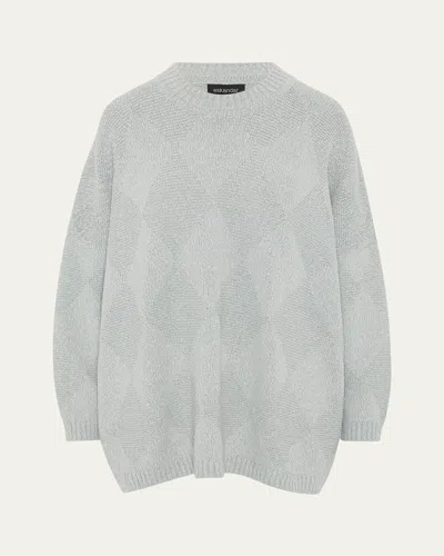 Eskandar 34 Width Round Neck Sweater (mid Plus Length) In Light Denim