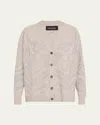 Eskandar 34 Width V-neck Cardigan (mid Plus Length) In Greybeige
