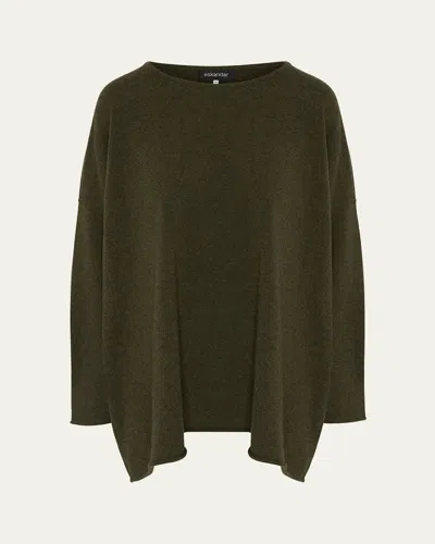 Eskandar A-line Bateau-neck Cashmere Sweater (long Length) In Green
