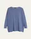 Eskandar A-line Bateau Neck Sweater (long Length) In Bluewash
